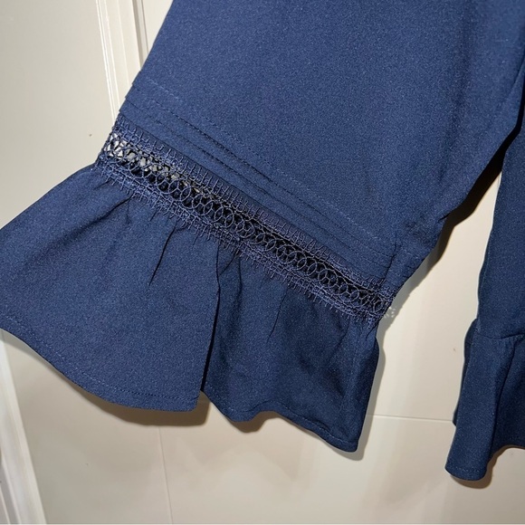 NWT A New Day Xavier Navy Blue Long Sleeve Blouse Size X Small - Picture 3 of 12